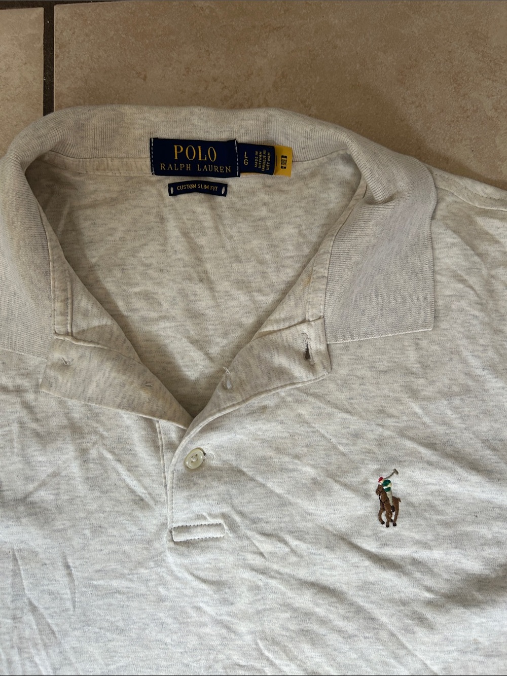 Polo by Ralph Lauren Light Gray Polo Shirt with Multicolor Pony Logo
